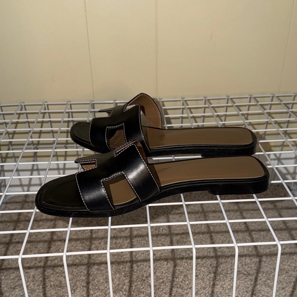 Hermes Black Oran Sandals 35 - Picture 6 of 15
